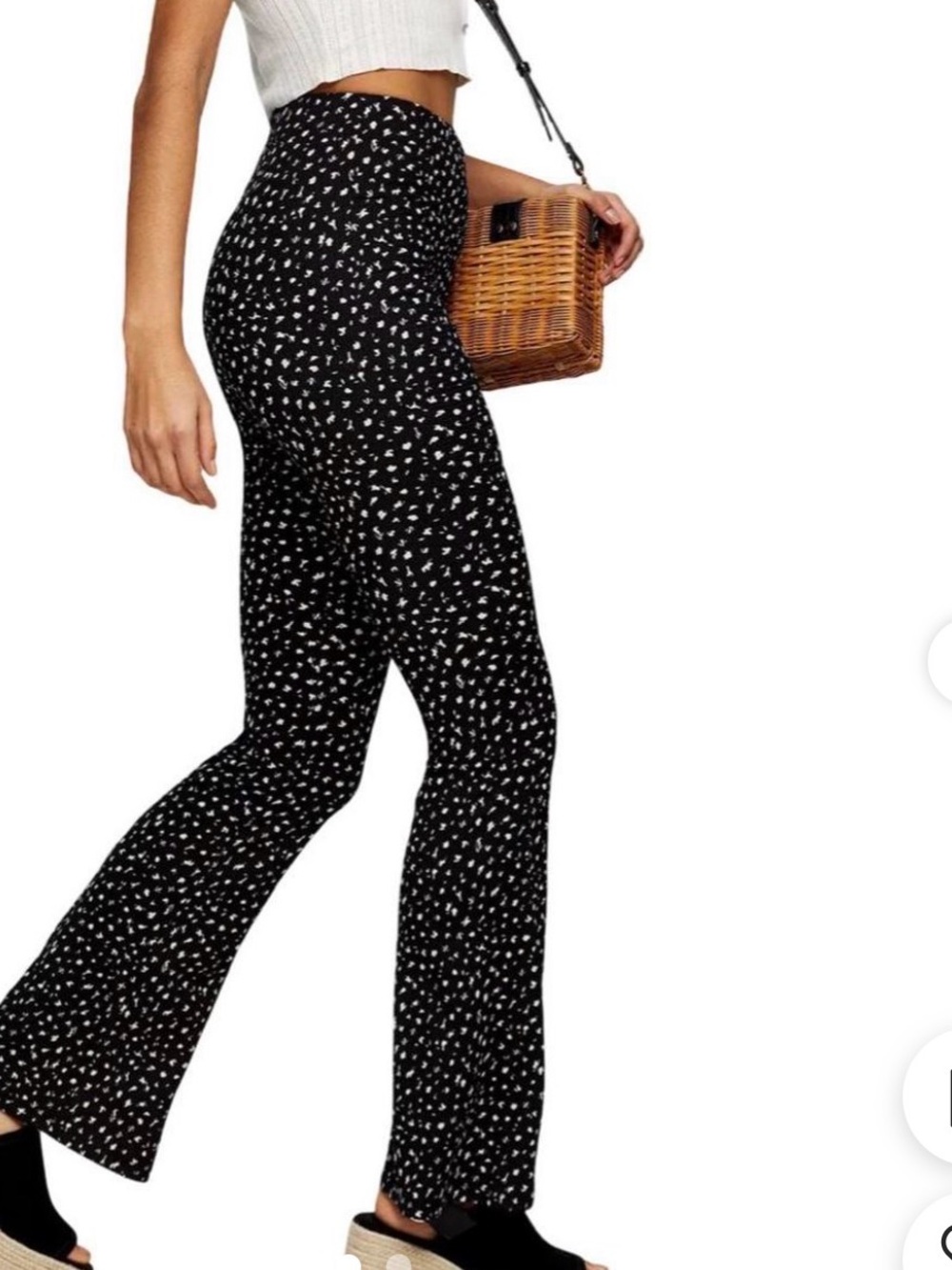Topshop Black Floral Boot-Cut Pants